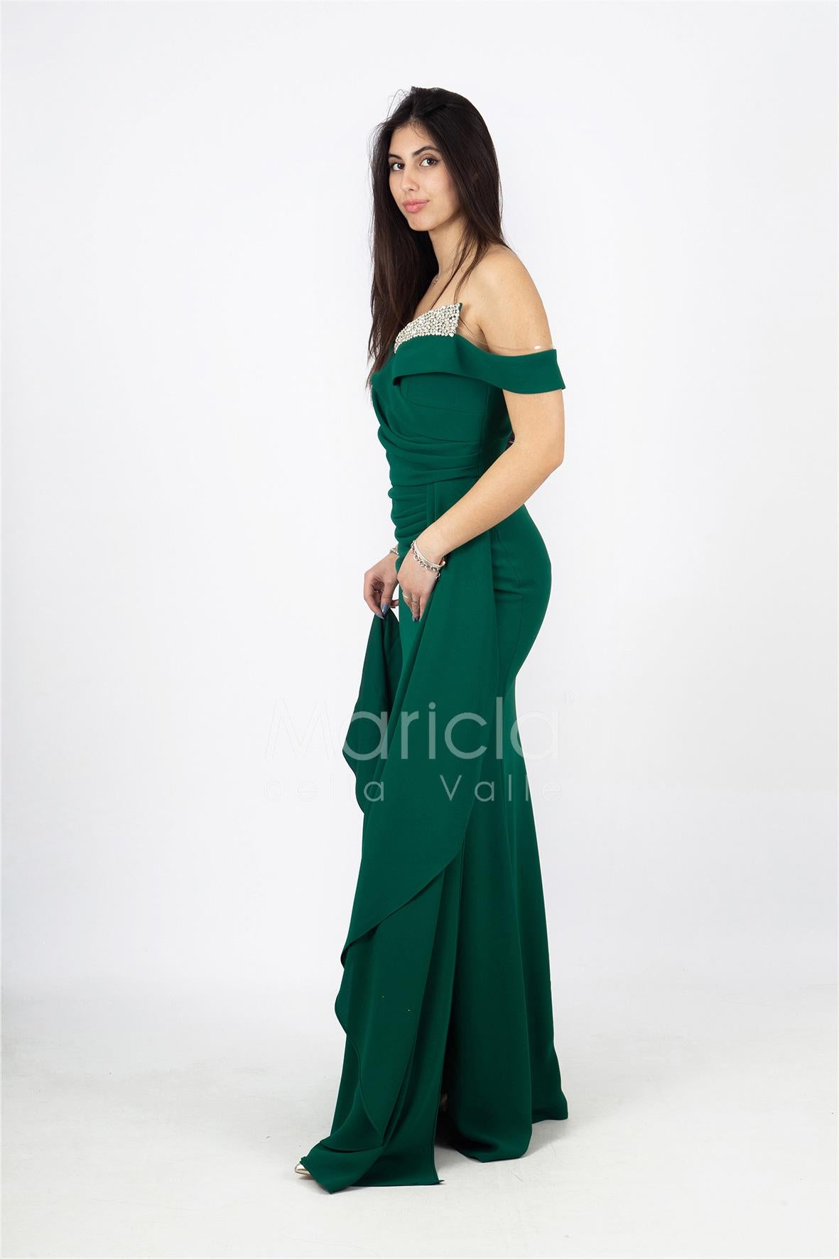 abito lungo applicazione seno HC5005 VERDE MARICLA ELEGANCE 
