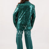 Completo in paiette tailleur  3 pezzi JC35273 VERDE MARICLA ELEGANCE 
