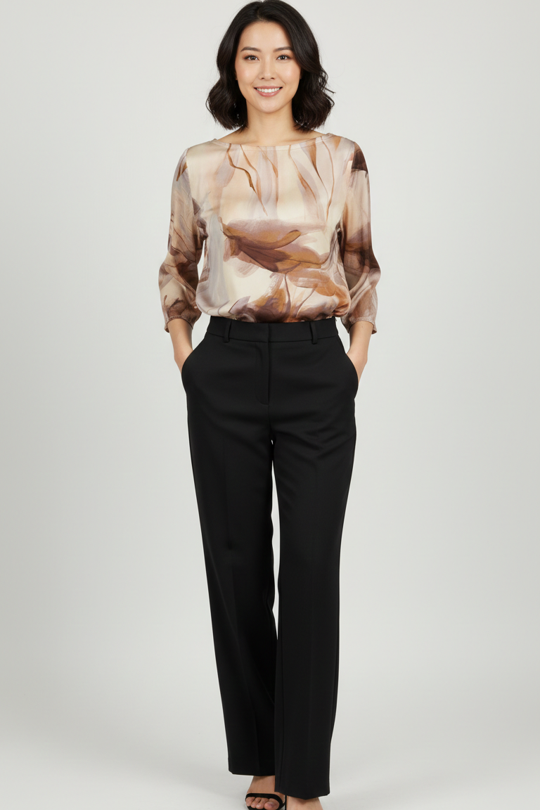 Blusa in Seta con Stampa Astratta Floreale CF50112 TEGOLA CARLA FERRONI 