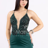 abito sirena corpetto ricamato ANT20412XJ VERDE ANTILLE ELEGANCE 