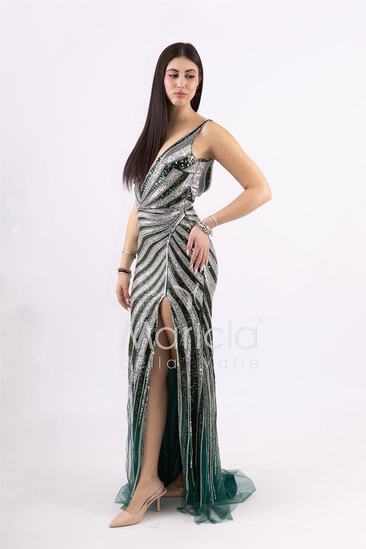 Abito a sirena in paiette FP883020 VERDE MARICLA ELEGANCE 