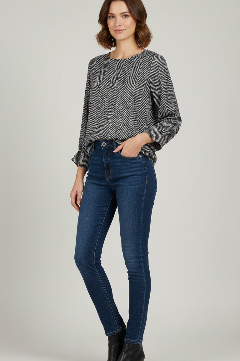 Blusa Leggera twin set con Trama a Spina di Pesce CF50051 NERO CARLA FERRONI 