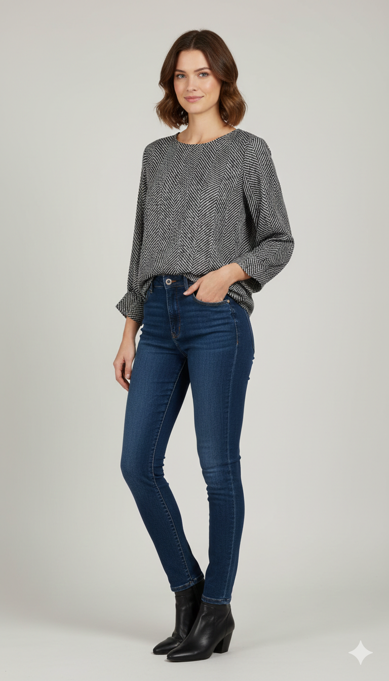 Blusa Leggera twin set con Trama a Spina di Pesce CF50051 NERO CARLA FERRONI 