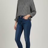 Blusa Leggera twin set con Trama a Spina di Pesce CF50051 NERO CARLA FERRONI 