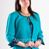 tubino ricamo con bolero ricamo PF3170 BLU PAOLA FORTI 