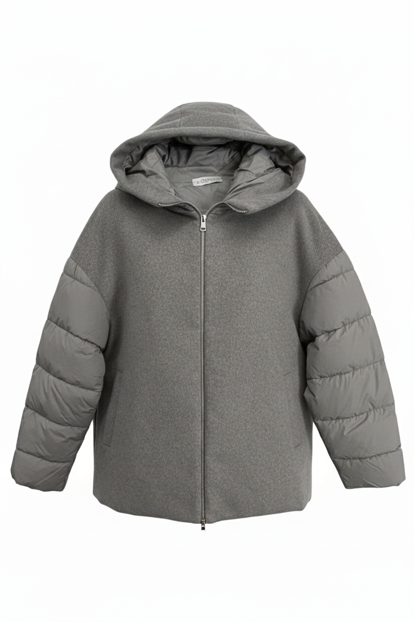 Giaccone Piumino Misto Lana Corto con Maniche Imbottite AZ88P GRIGIO MARICLA 