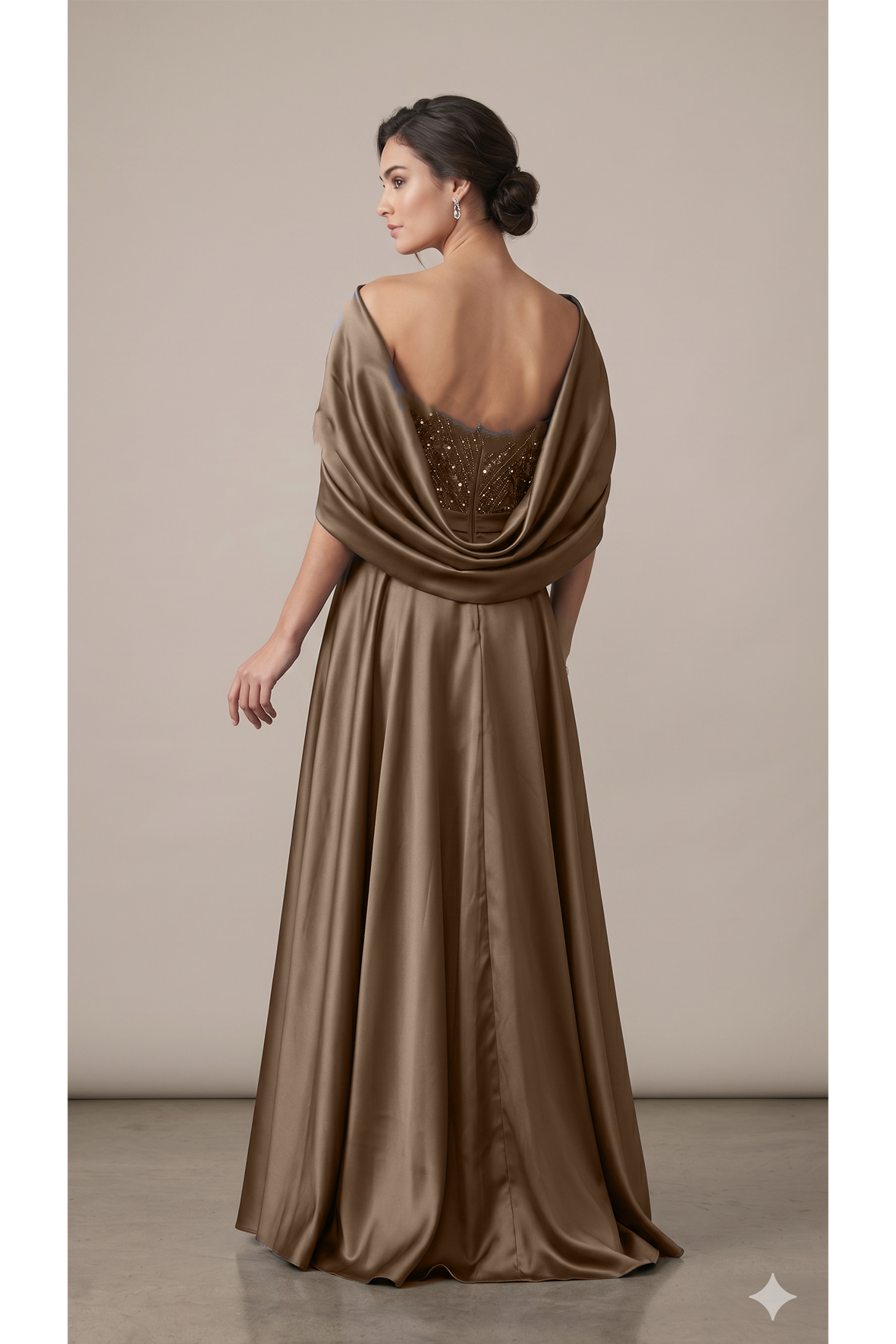 Abito a sirena con strass ALC17 VISONE MARICLA ELEGANCE 
