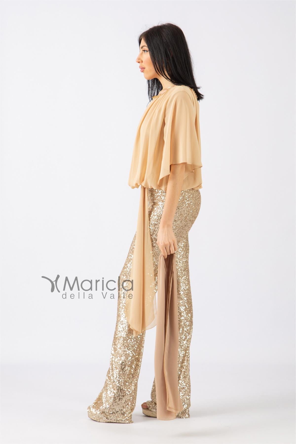 Tuta con pantalone paillettes LDR7 ORO LES DEMOISELLES 