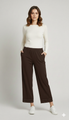 pantalone fluido con piegone strass