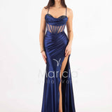 abito lungo corpetto steccato HC5108 BLU MARICLA ELEGANCE 
