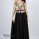 Abito con corpetto ricamo ANT19012DX NERO ANTILLE ELEGANCE 