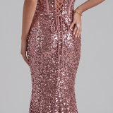 Abito a sirena in paillettes FI11093 ROSA MARICLA ELEGANCE 