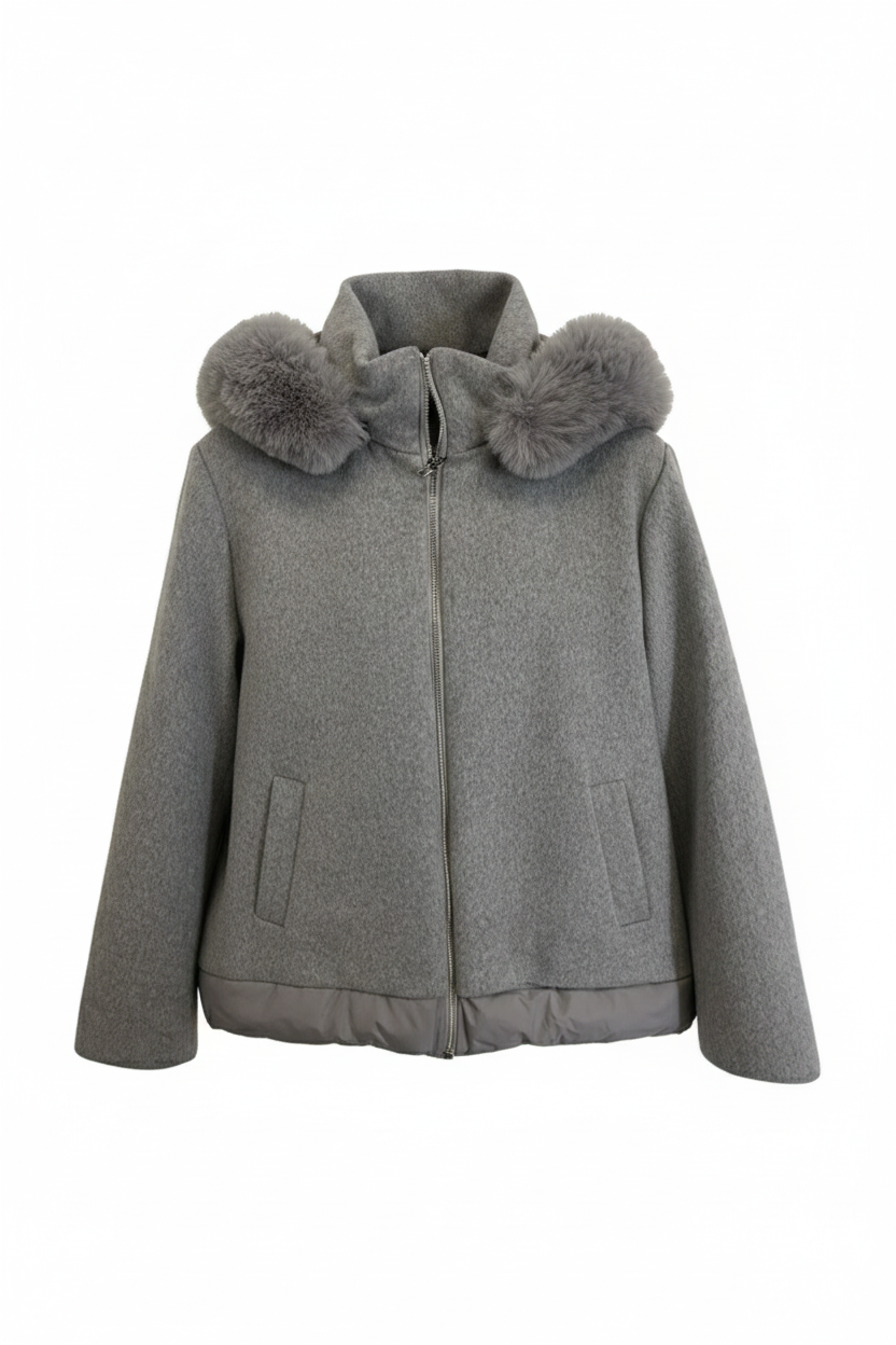 giaccone panno e piumino con cappuccio AZ89PP GRIGIO MARICLA 