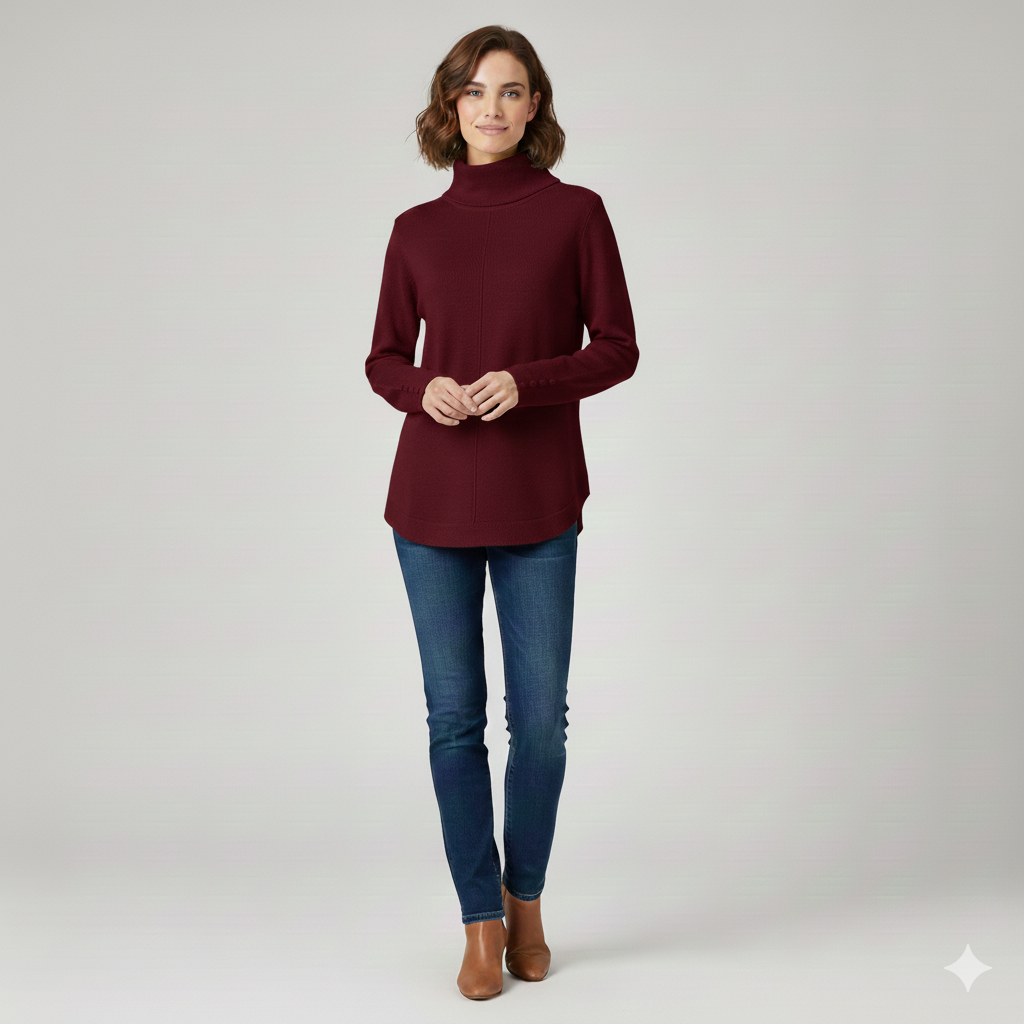 Maglia 100 % lana collo alto CF4340 BORDO CARLA FERRONI 