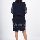 tubino con giacca ricamata PF6100 BLU PAOLA FORTI 
