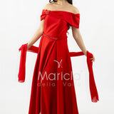 abito lungo scollo omerale strass SH827AL ROSSO SHARON 