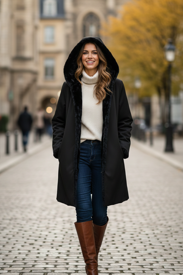 ecomontone spalmato reversibile pelliccia GIOIA NERO MARICLA 