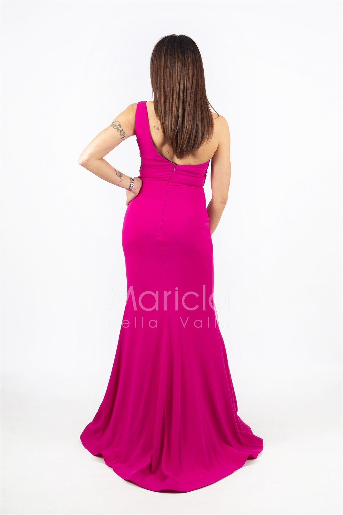 abito lungo con ricamo laterale INV2319 FUCSIA MARICLA ELEGANCE 