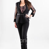 tailleur 3 pz ricamati PF217 NERO PAOLA FORTI 