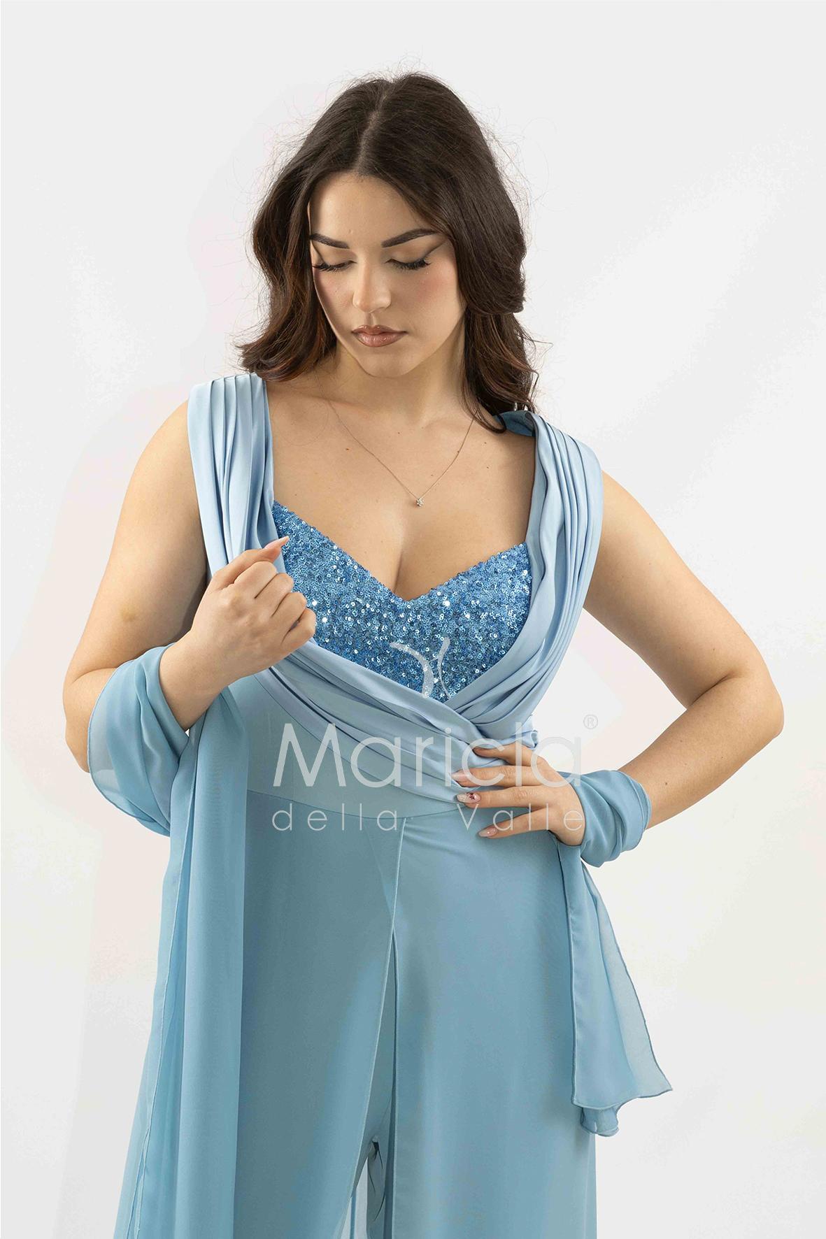 tuta con scollo paiette SH910TU POLVERE SHARON 