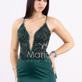abito sirena corpetto ricamato ANT20412XJ VERDE ANTILLE ELEGANCE 