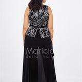 tuta con baschina effetto glitter PF508 NERO PAOLA FORTI 