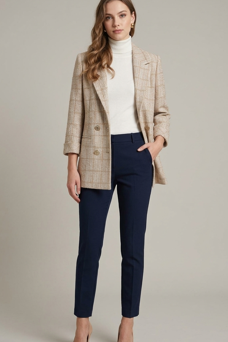 Giacca blazer boucler quadri EC15701 BEIGE MARICLA 
