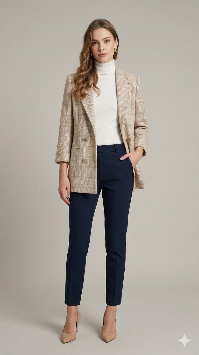 Giacca blazer boucler quadri EC15701 BEIGE MARICLA 