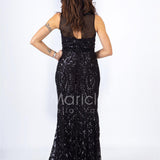 lungo paiette sirena RG4239 NERO GIGLI CERIMONIA 