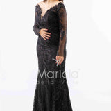 abito manica lunga ricamato FI7485 NERO MARICLA ELEGANCE 