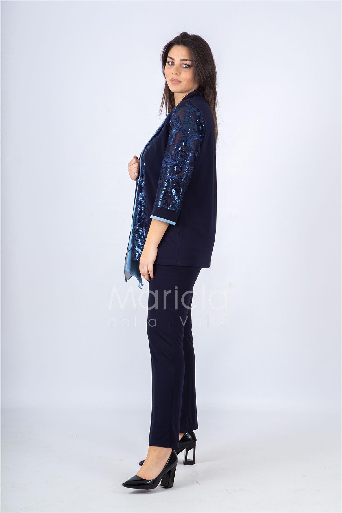 3 pz giacca paiette SH3010 BLU SHARON 