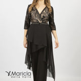 Tuta con pailette e manica 3/4 LH203 NERO/ORO LUDOVICA HASSLER 