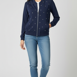 giacca felpa fiorellini strass CF22210 BLU CARLA FERRONI 