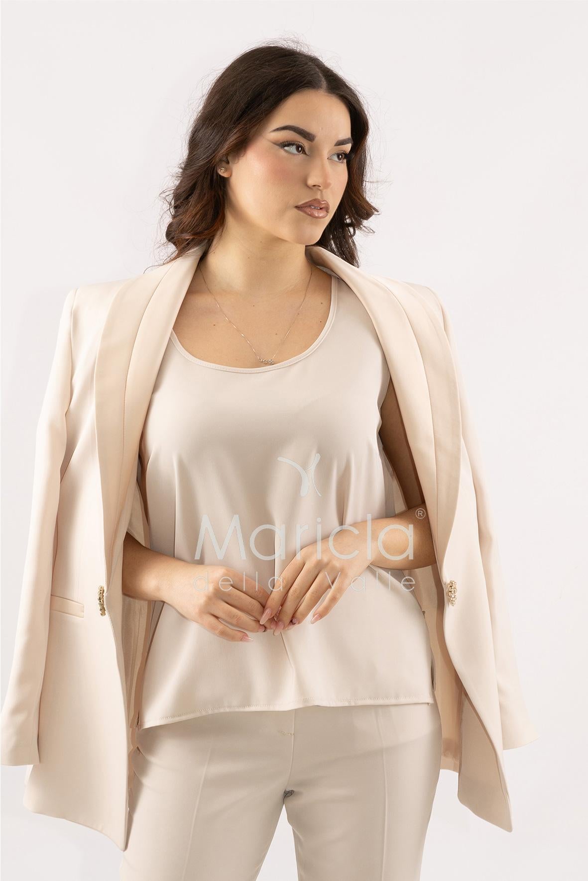 Tailleur smoking Completo 3 pezzi SH726TP CREMA SHARON 