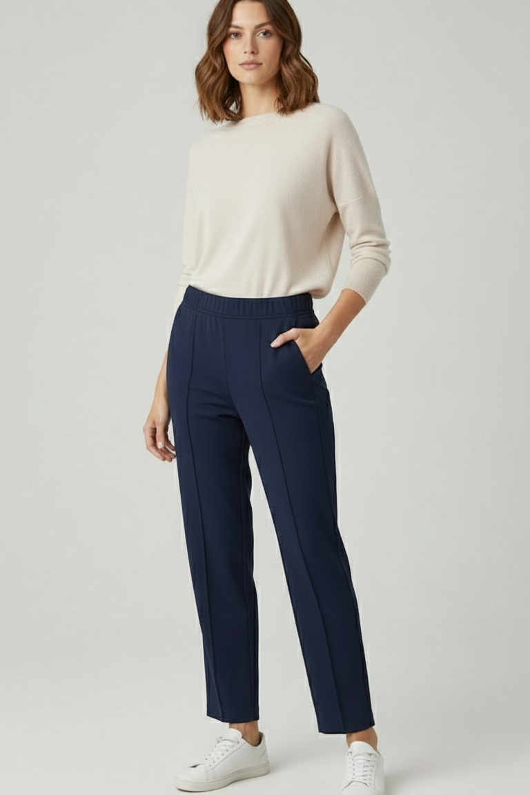 Pantalone Jogger Urban-Chic con Nervatura Frontale CF22111 BLU CARLA FERRONI 