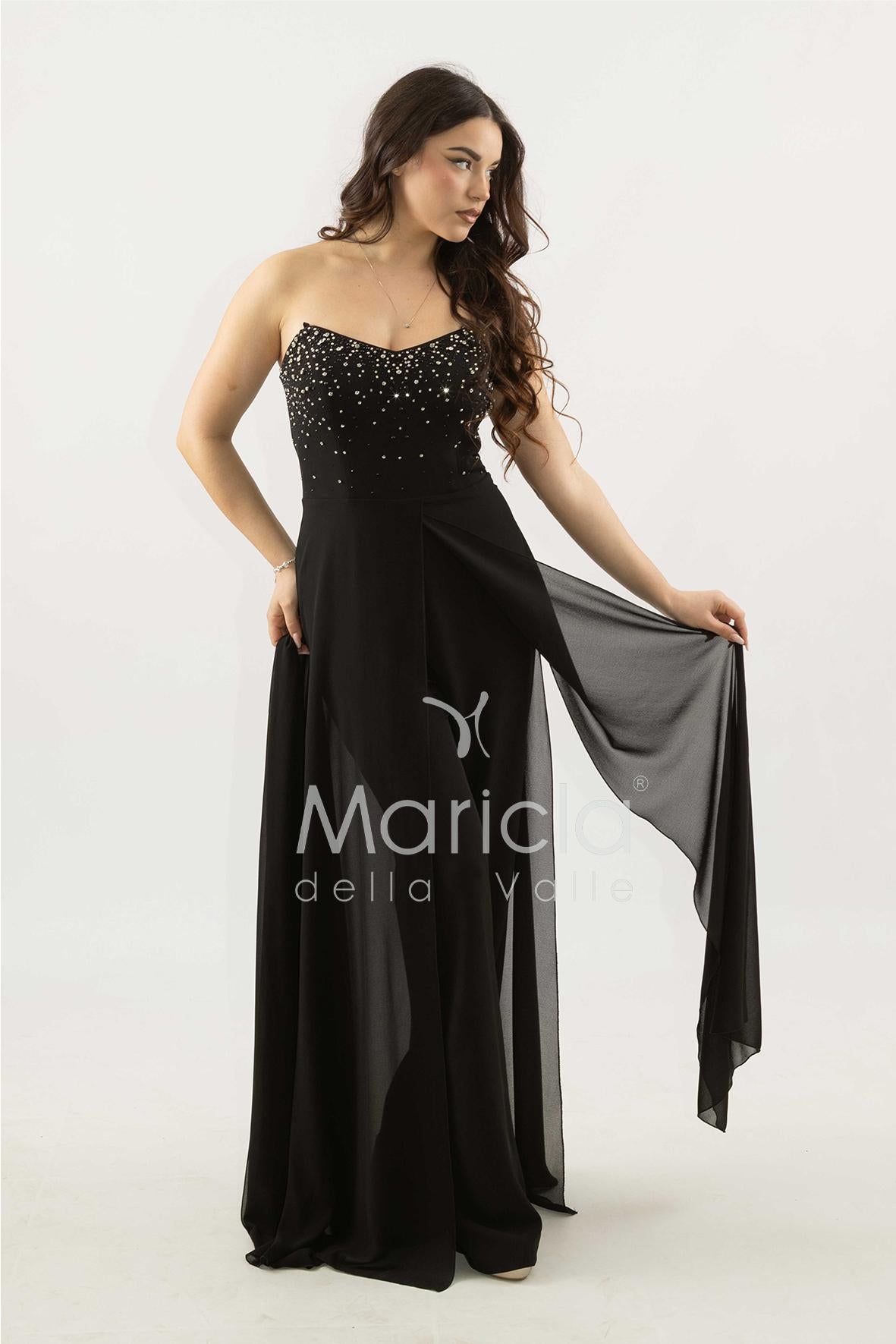 tuta con corpetto strass SH914TU NERO SHARON 