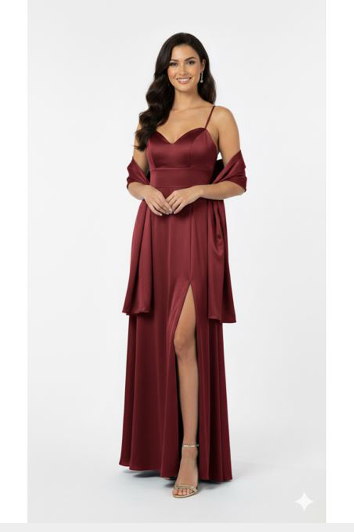 Abito con spacco e scollo a cuore JC35424 CILIEGIA MARICLA ELEGANCE 