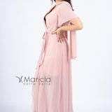 Abito lungo manica volant JC34284 ROSA MARICLA ELEGANCE 