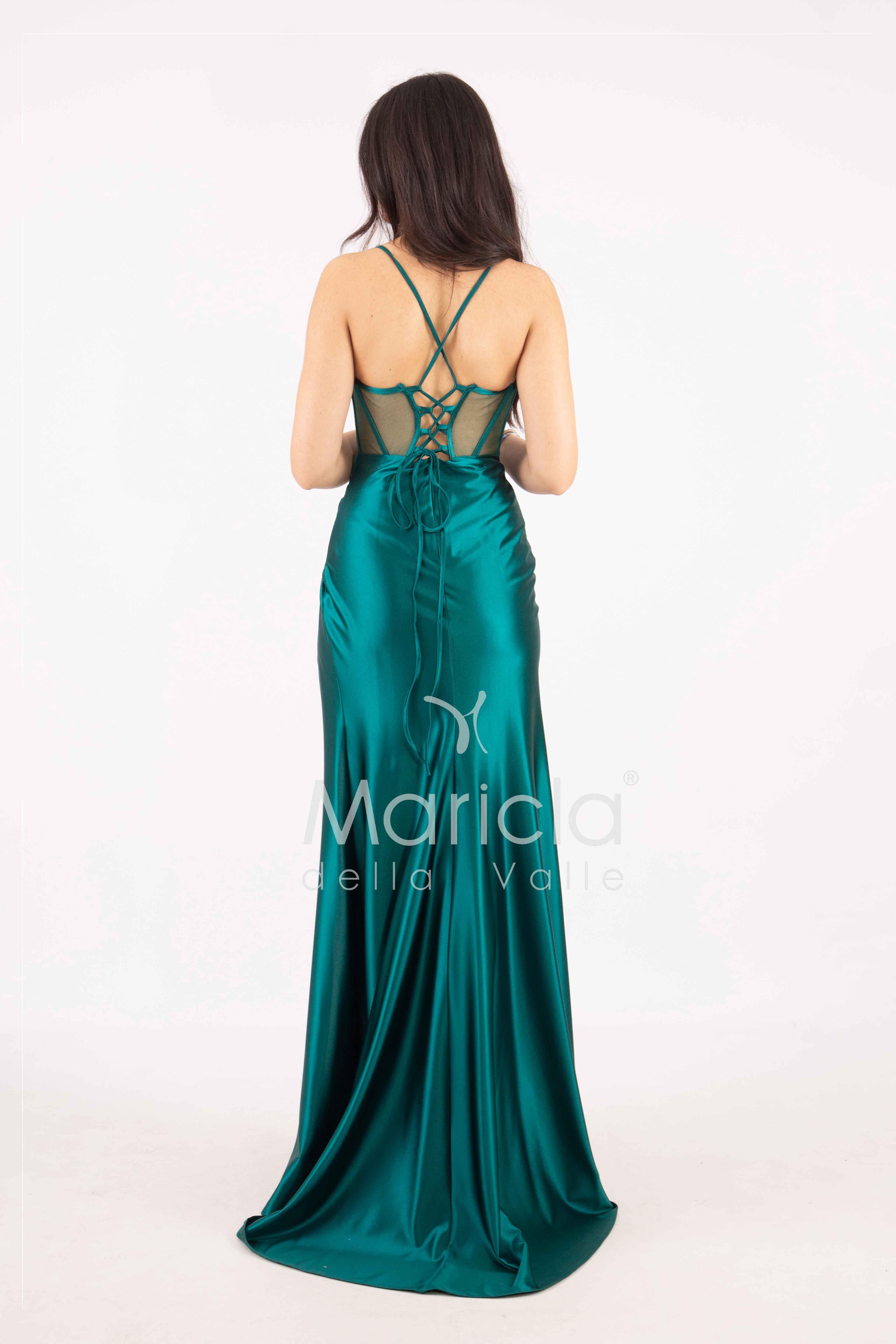 abito lungo corpetto steccato HC5108 VERDE MARICLA ELEGANCE 