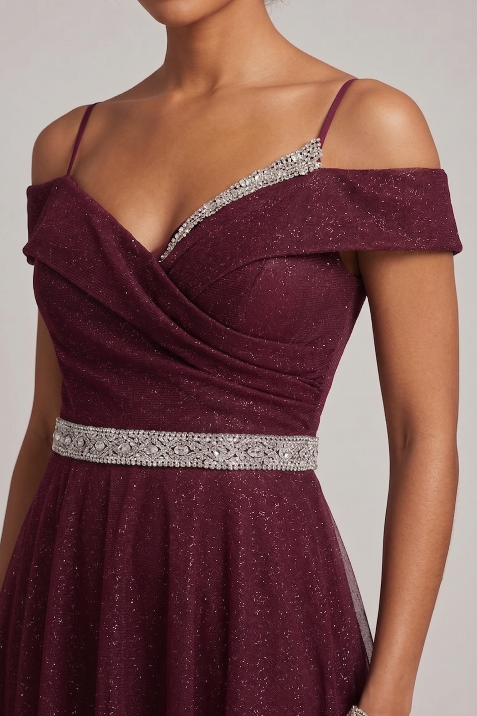 abito lungo glitter fascia strass FI7661 AMARONE MARICLA ELEGANCE 