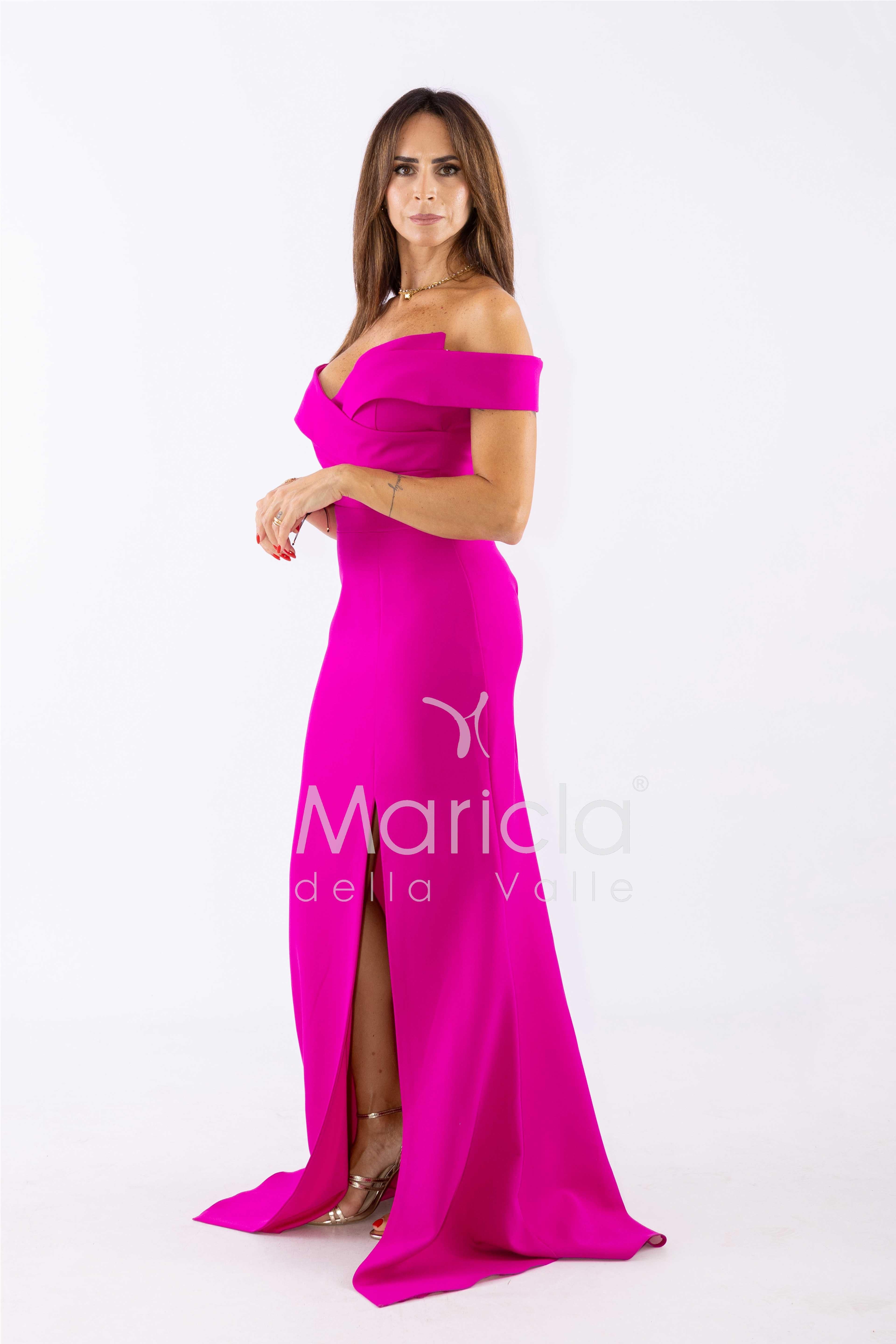 abito omerale FI7507 FUCSIA MARICLA ELEGANCE 