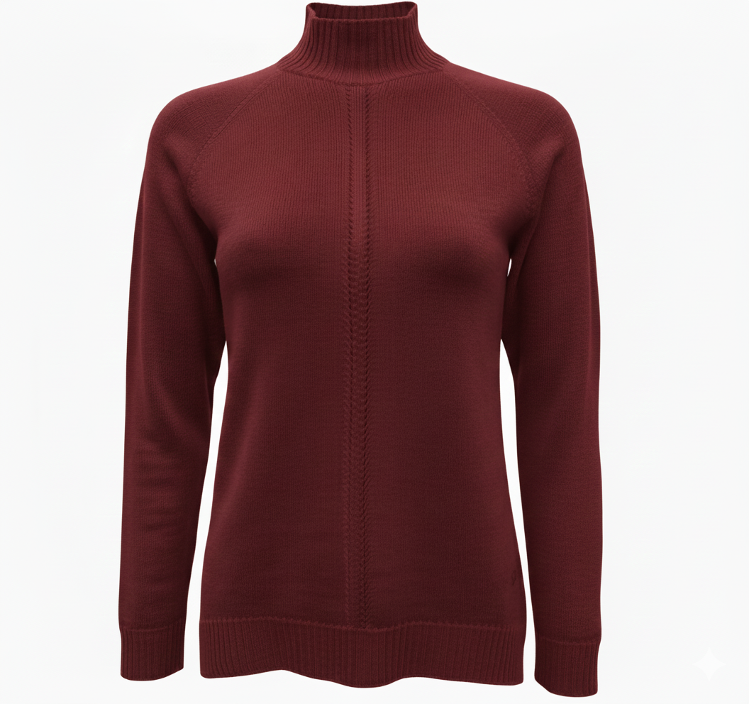 Maglia 100% lana lupetto lavorato CF4399 AMARONE CARLA FERRONI 