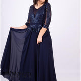 lungo con manica paiette JC34810 BLU MARICLA ELEGANCE 