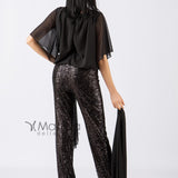 Tuta con pantalone paillettes LDR7 NERO LES DEMOISELLES 