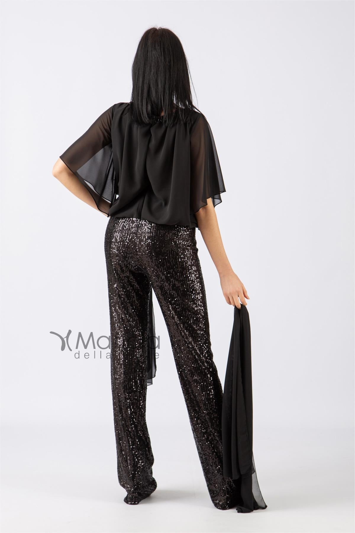 Tuta con pantalone paillettes LDR7 NERO LES DEMOISELLES 
