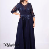lungo con manica paiette JC34810 BLU MARICLA ELEGANCE 