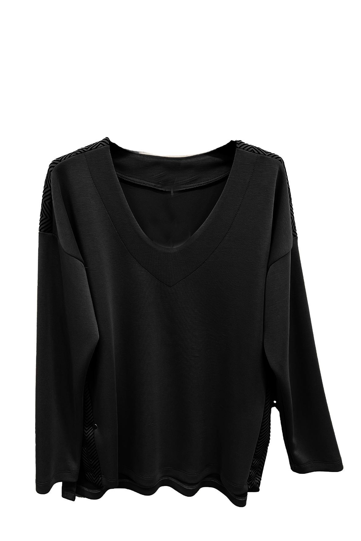 Maglia tinta unita con profili chevron RF1075 NERO MARICLA 