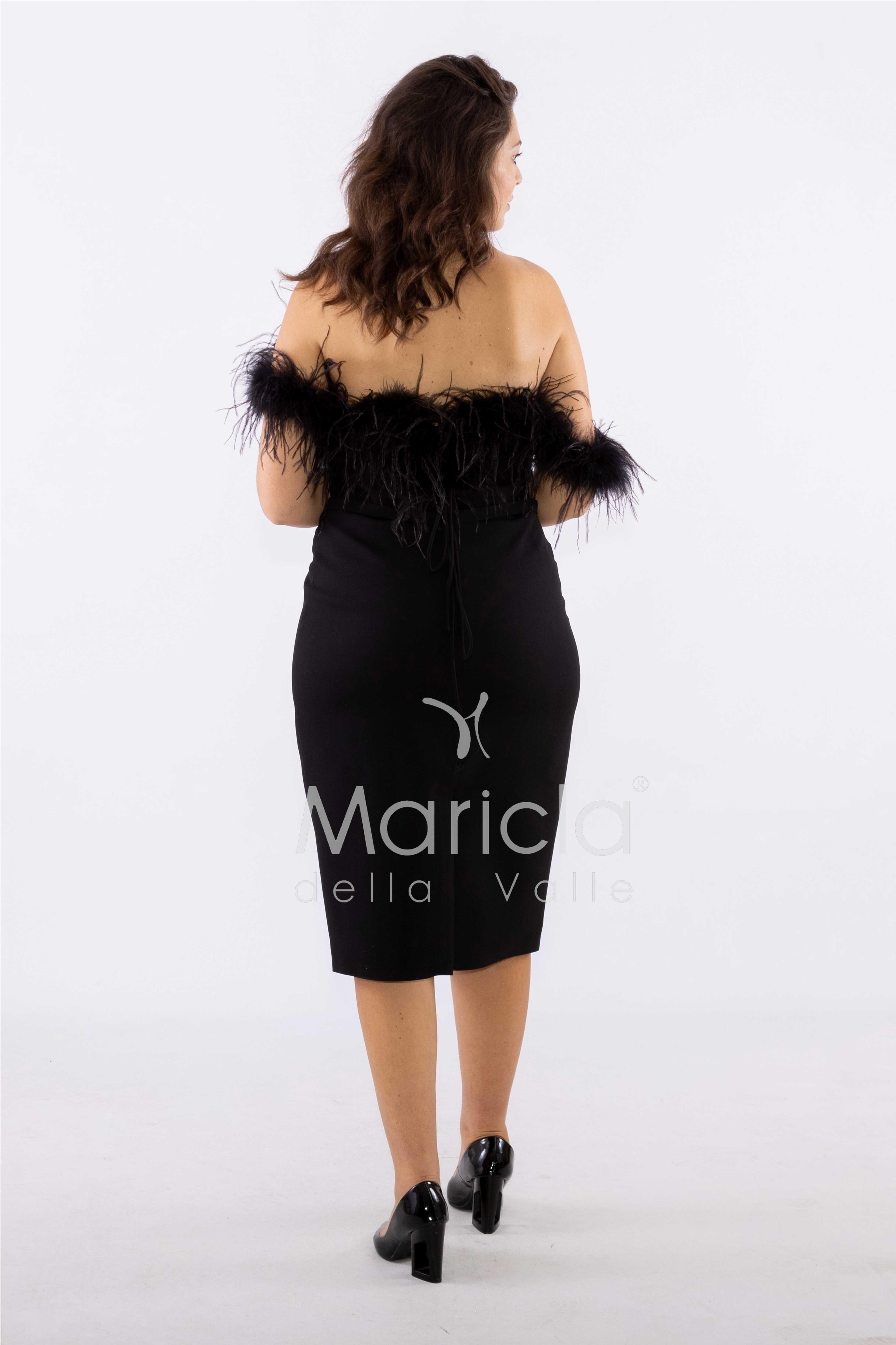 tubino con piume CAR58214 NERO MARICLA ELEGANCE 