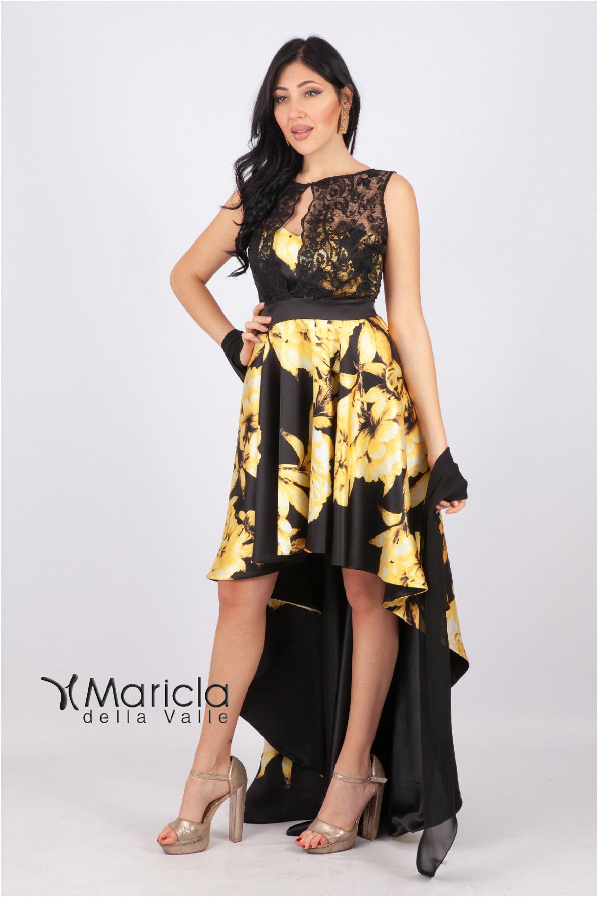 Abito lungo monospalla MVV42178 GIALLO MARIA VITTORIA VINCI 