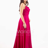 abito con spacco ANT7234 FUXIA ANTILLE ELEGANCE 